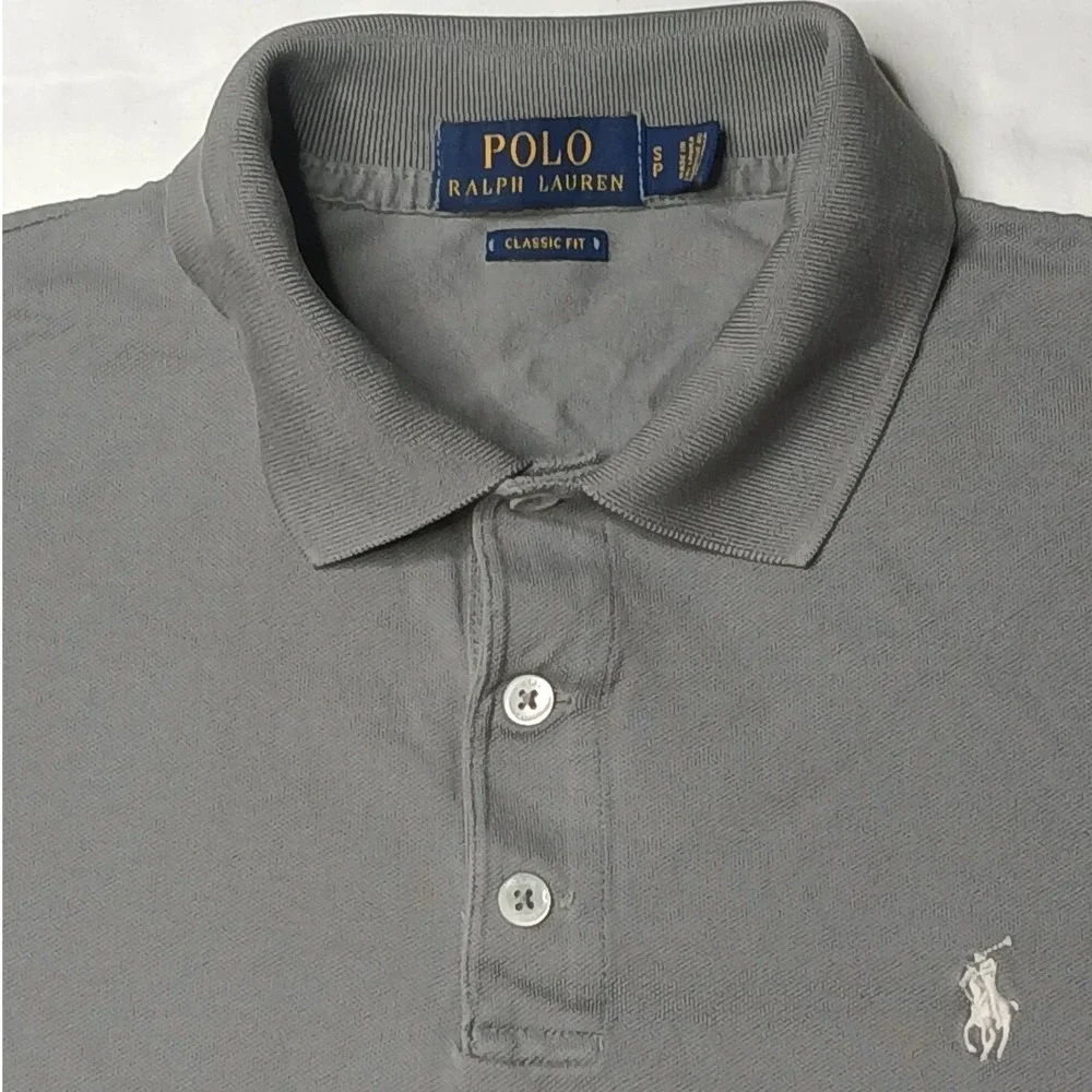 Polo Ralph Lauren Polo Shirt Mens Small Grey Classic Fit Short Sleeve Logo